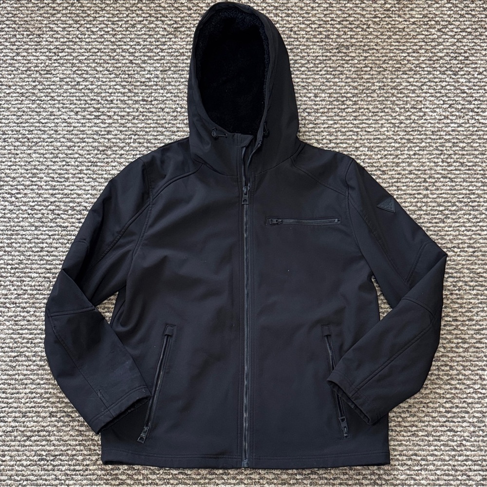 Guess Men's Black Hooded Performance Jacket